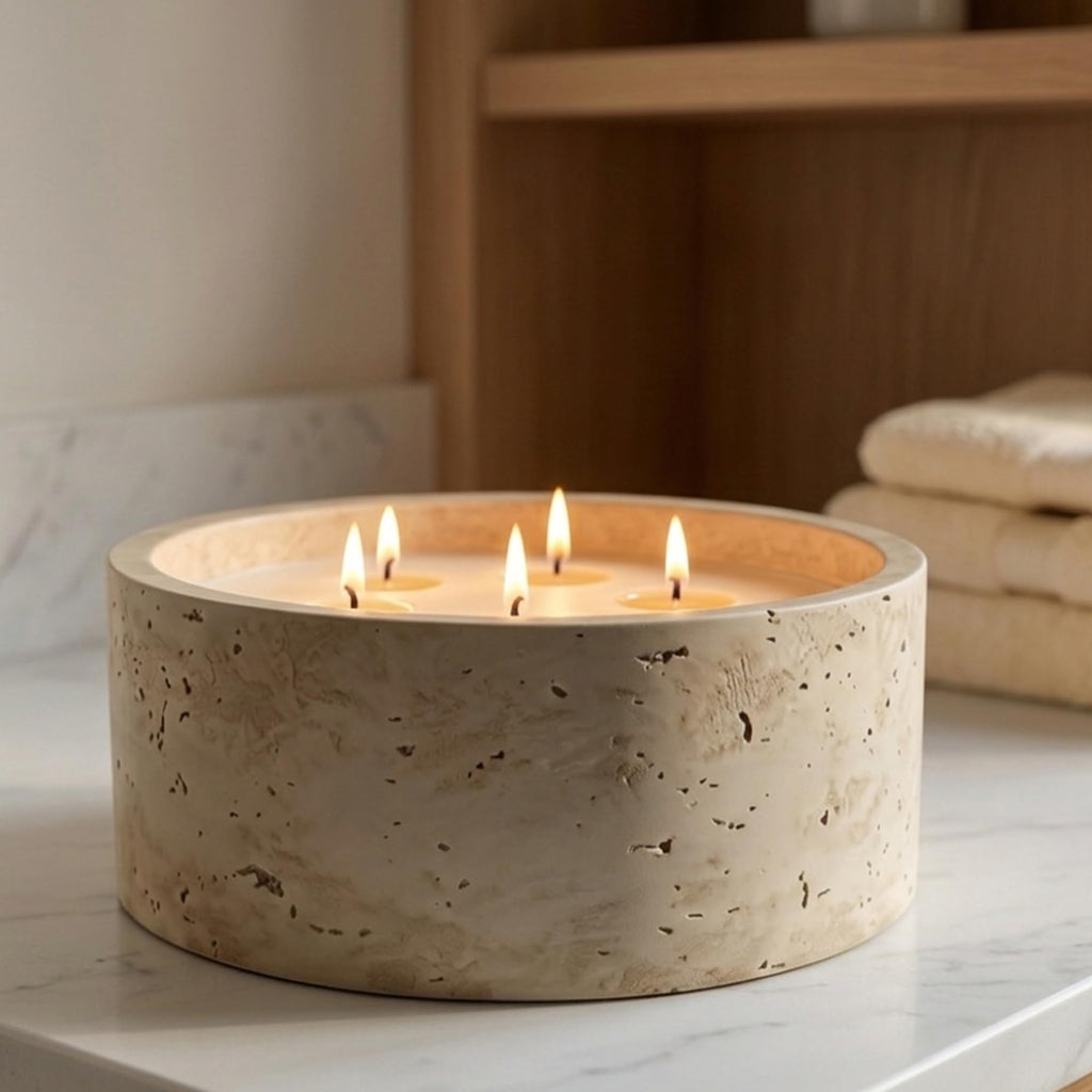 3-Wick 21oz Large Scented Candle-Vanilla & Cinnamon & Milk, Soy Coconut Wax Blend Candle with Acacia Wood Lid, 45-Hour