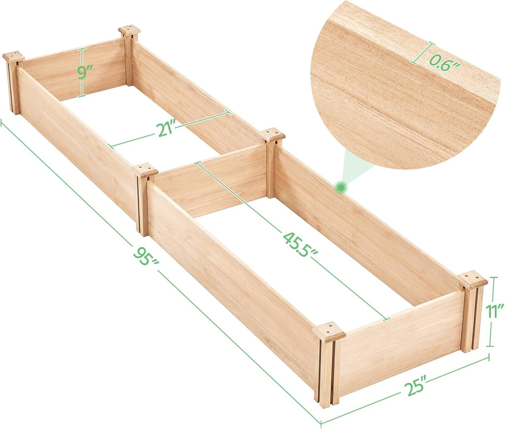 Raised Garden Bed Wooden Planter Box for Vegetables/Flowers, Wood | Fir wood raised bed offers easy assembly, and a