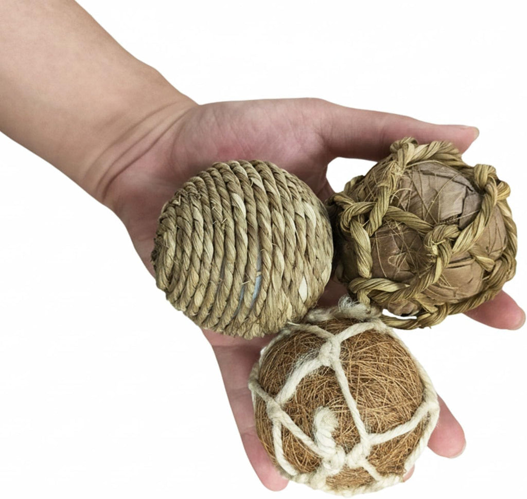 Decorative Balls for Bowl Centerpiece, 2.4 Inch Orbs Spheres Decor Balls Rattan Wicker Balls for Bowl Fillers - Set of 6