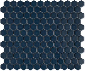 1" Hexagon Porcelain Mosaic Tile Matte Finish Navy Blue Color Wall and Floor Tile , Shower, and Backsplash (5 Sheets)