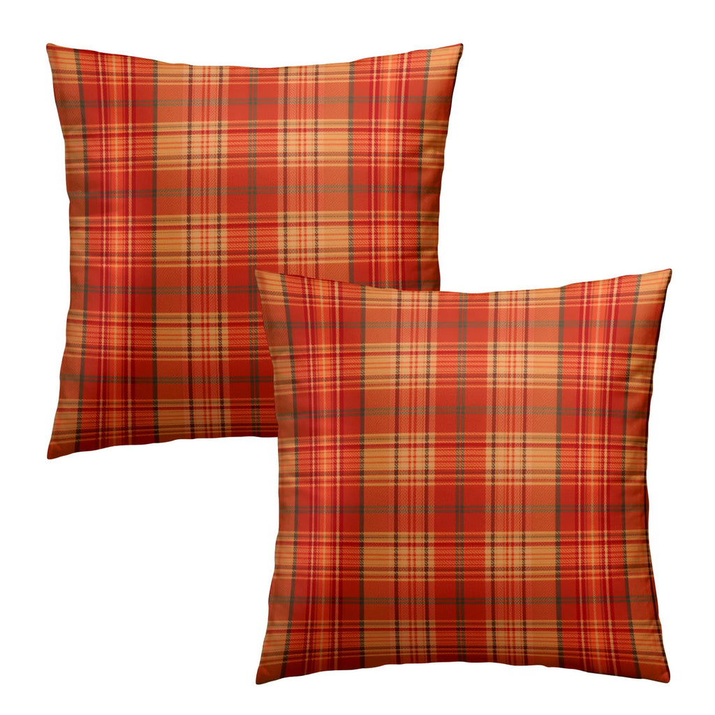 Fall Plaid Throw Pillow Covers 24x24inch Set of 2 Burnt Orange Buffalo Plaid Print Pillowcase Autumn Colored Tartan