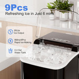 Ice Makers Countertop with Handle, Portable Ice Machine, 9 Bullet Cubes in 6 Mins, 26lbs in 24Hrs, Auto-Cleaning