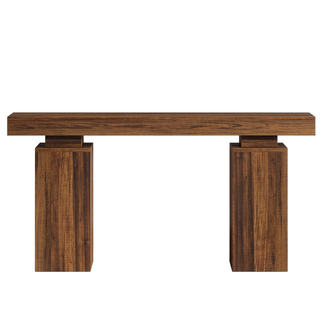 63-in Long Console Table, Farmhouse Entryway Table(Rustic Brown)