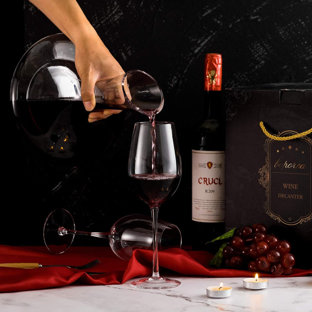 Wine Decanter,Red Wine Carafe,Wine Aerator,100% Hand Blown Lead-free Crystal Glass with Cleaning Beads,Wine Decanters