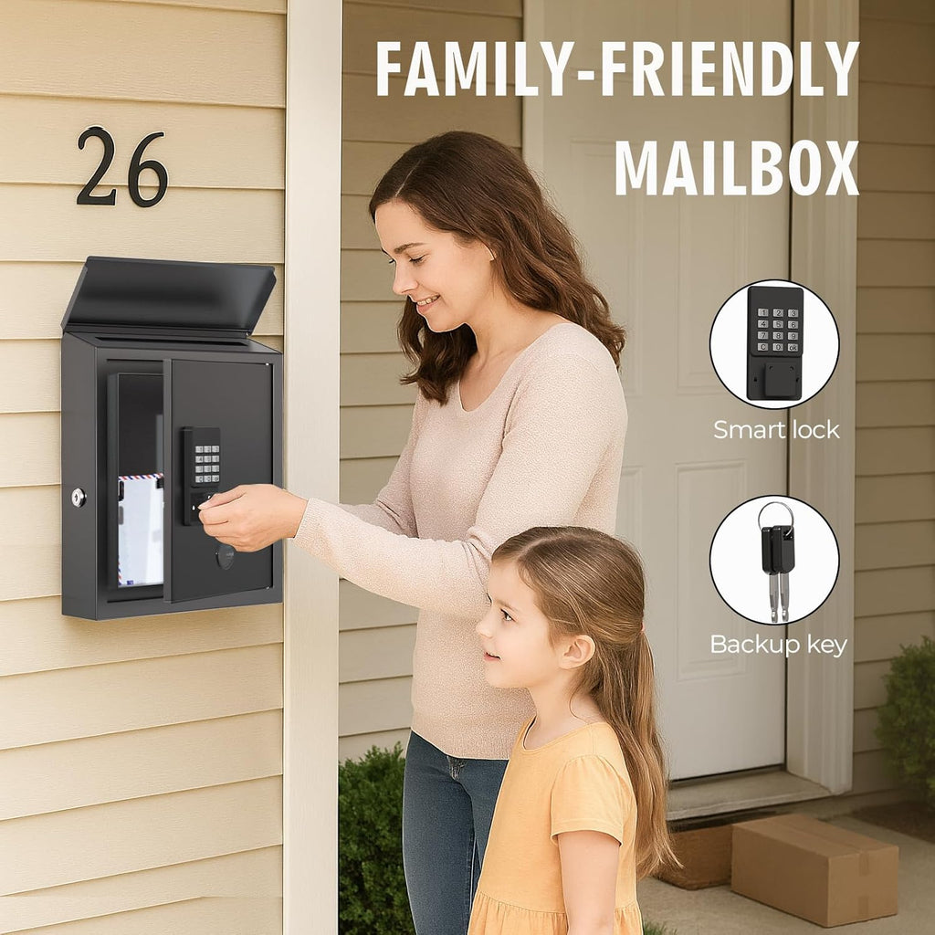 Mailbox with Electronic Lock, Locking Mail Boxes Business Suggestion Box, Key Drop Box