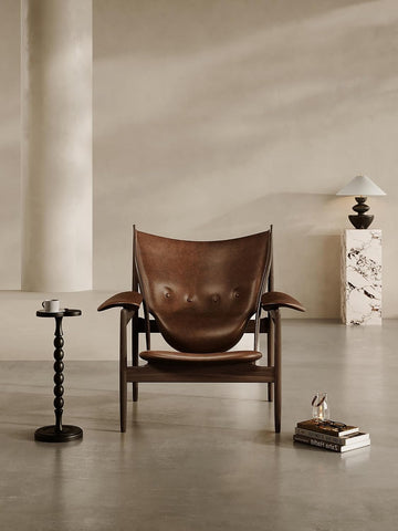 Inspired Chieftain Style Lounge Chair — Vintage Brown Waxed Leather, Oversized 39.4"W