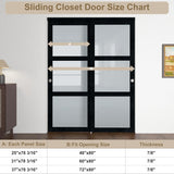 72x80 Sliding Closet Door, 3-Panels Preassembled Frosted Glass Door Panel with Hardware Kits & Match