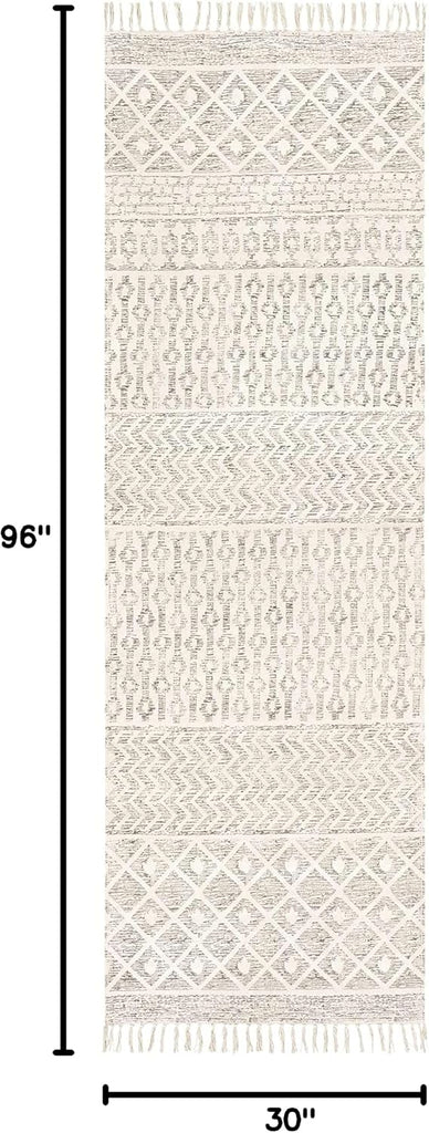 Valyermo Hallway, Kitchen Runner Rug - Geometric Diamond Striped Chevron Trellis - Bohemian Transitional Boho