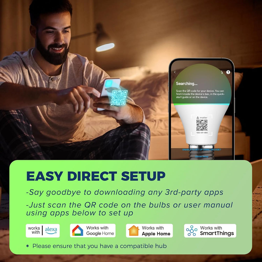 Matter Smart Light Bulbs 100W, Color Changing Light Bulbs