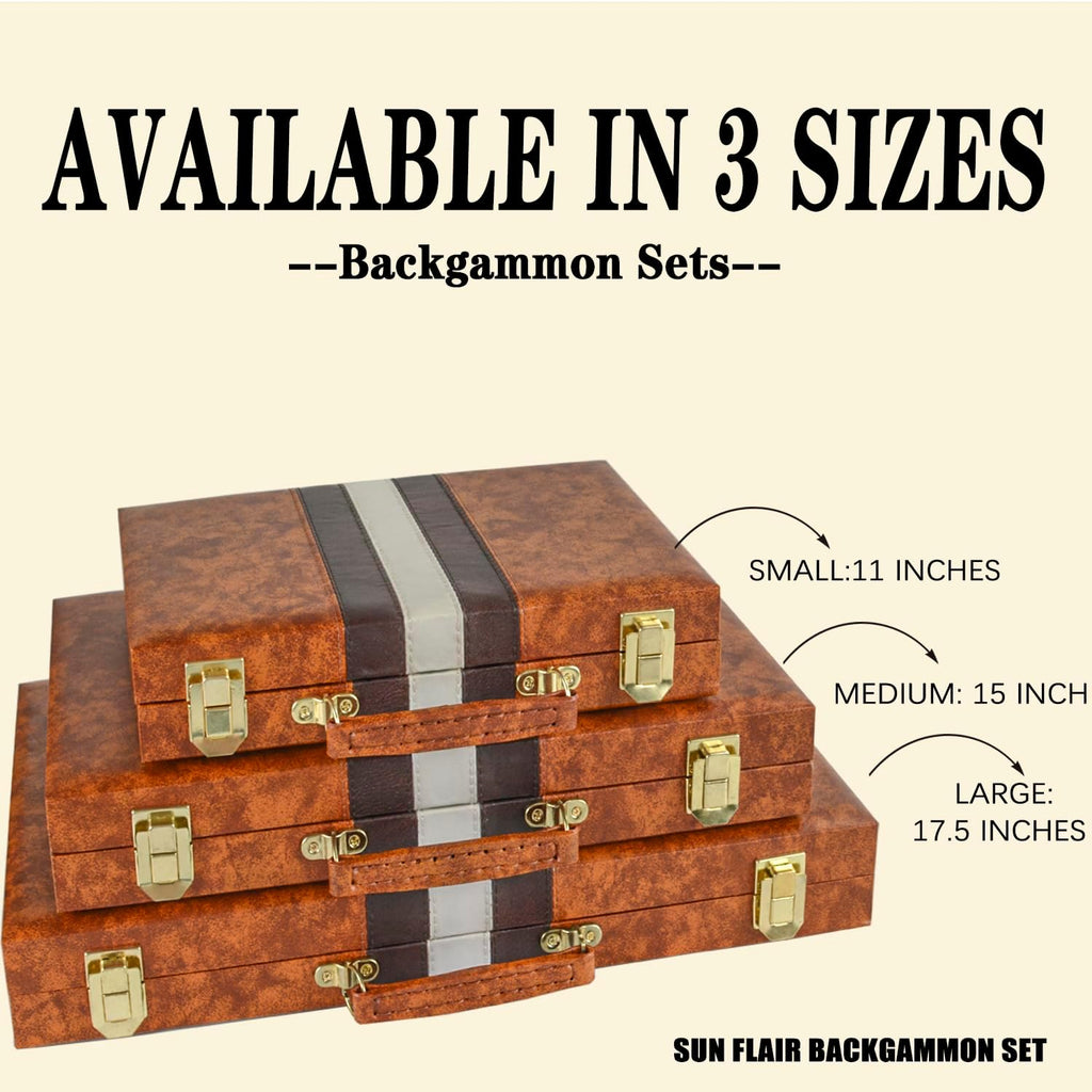 Backgammon Set - 11 Inch Backgammon Sets for Adults, Folding Classic Board Game with Premium Leather Case, Best