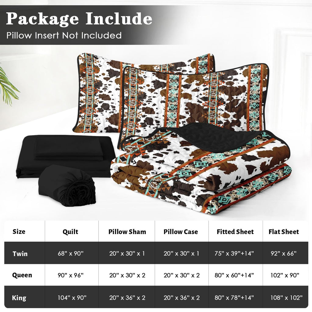 Quilt Set, 7 Pieces Western Cow Bedding, Bedspread