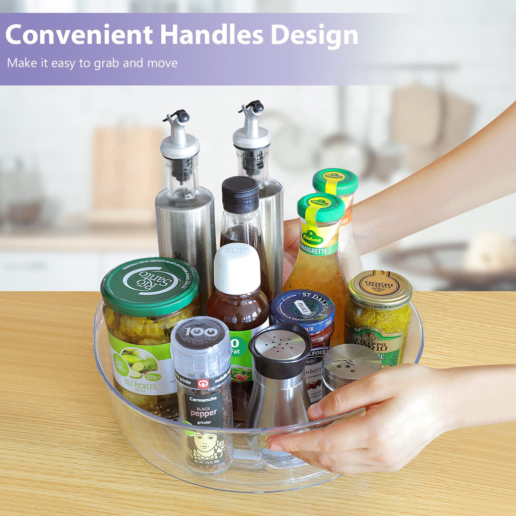 4 Pack Lazy Susan Turntable, 11.5" Rotating Organizer with Handles