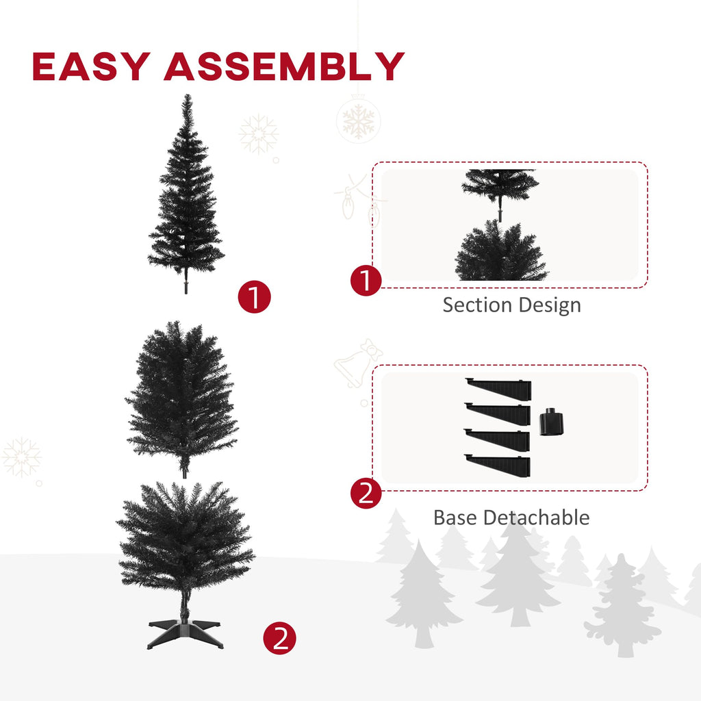 6' Artificial Pencil Christmas Tree 390 Realistic Branch Tips Black