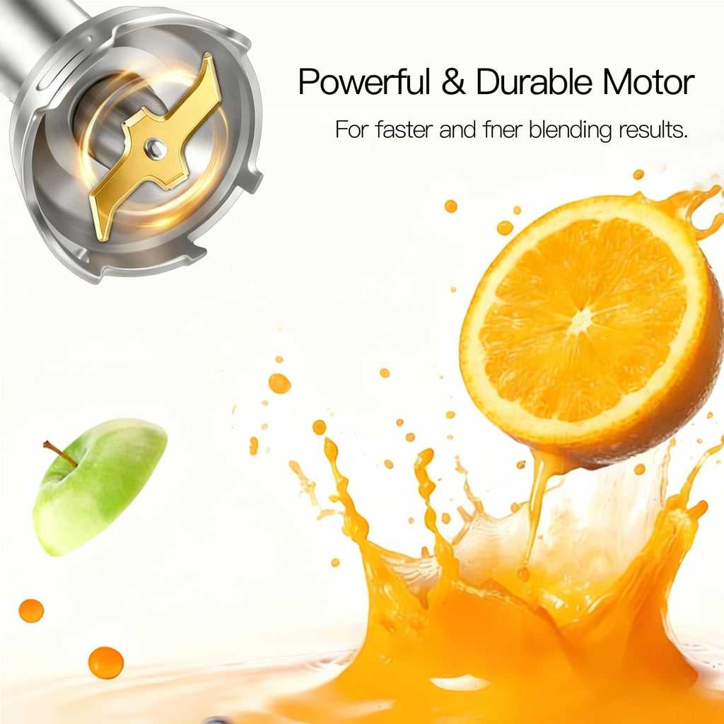 Hand Blender, Multi-Attachment Immersion Blender with Chopper