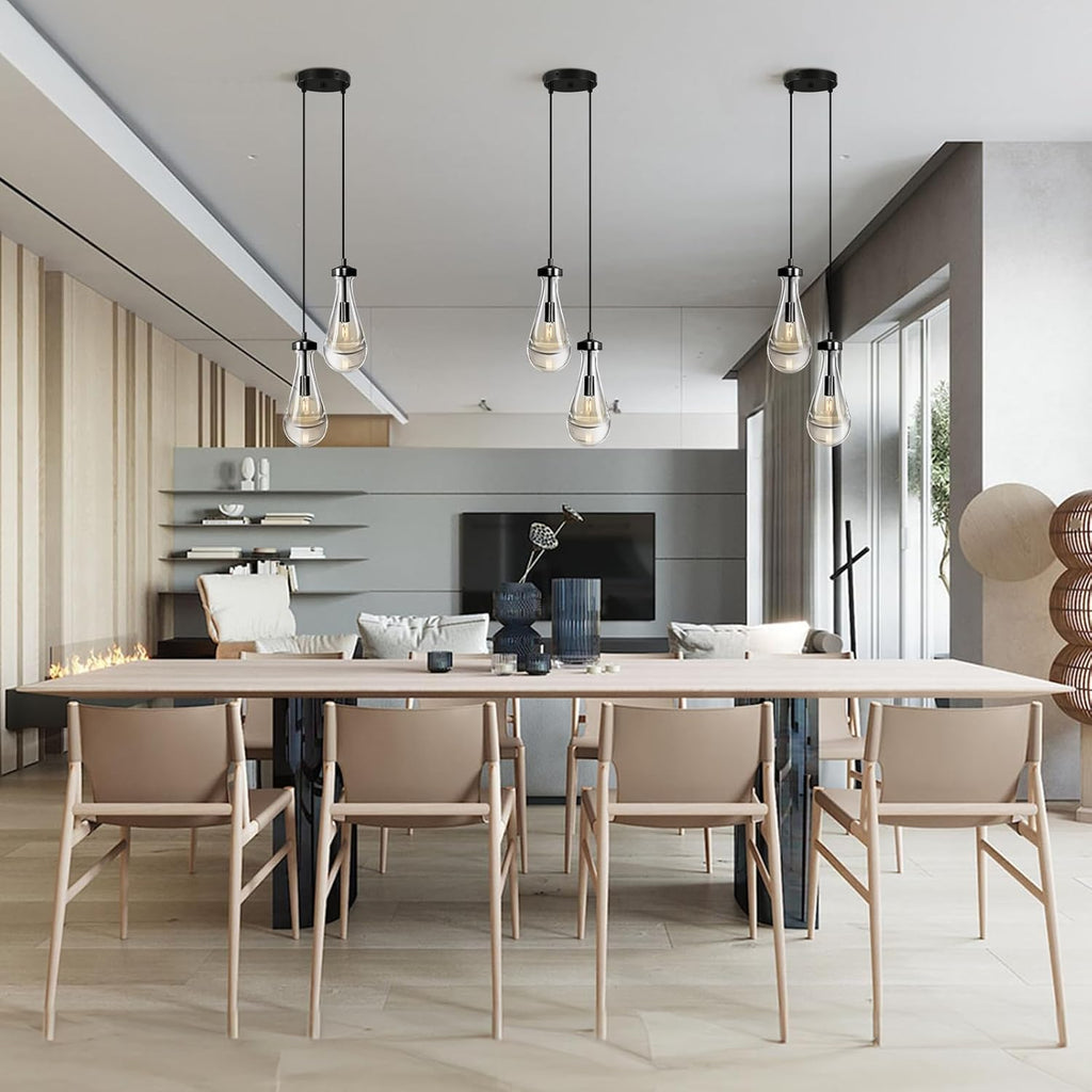 Raindrop Pendant Lights Kitchen Island Teardrop Black Hanging Light Fixtures Clear Solid Glass Pendant Light Modern Chandeliers for Dining Room Porch Corridor Living Room (2-Light) A121-B0DNDNBSCQ