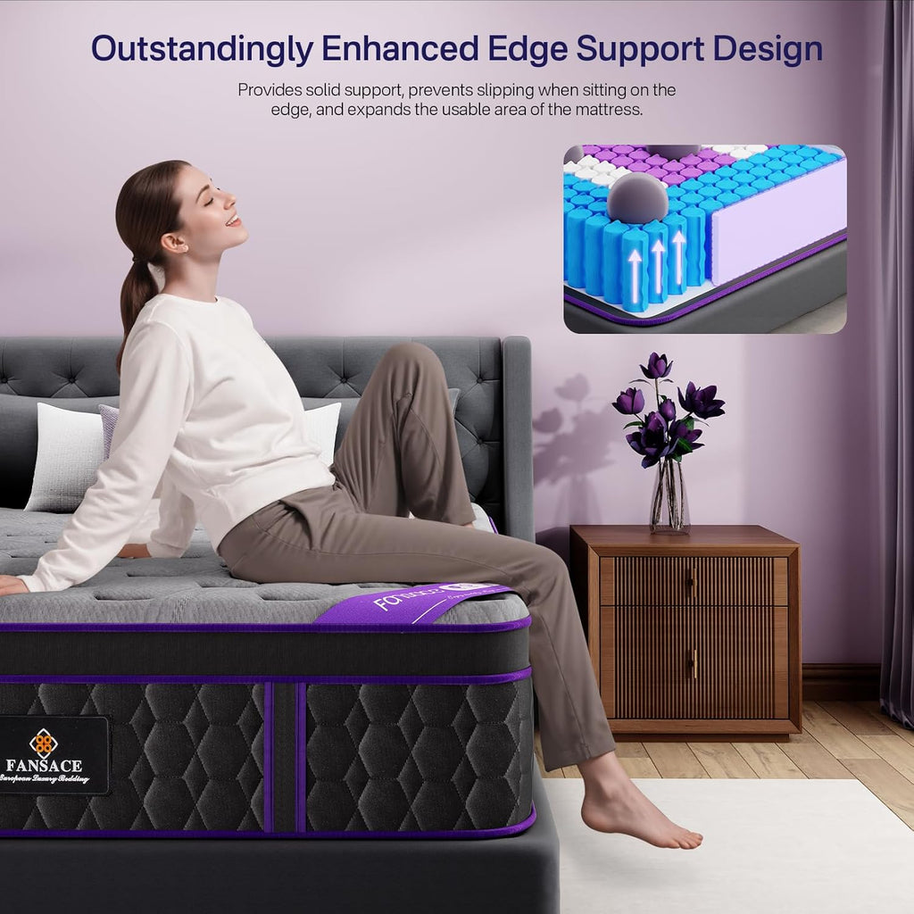 (Luxury Hotel) 14 Inch King Size Hybrid Mattress in a Box, Medium Firm | (2026 Upgraded) Mattress with Cooling-Gel
