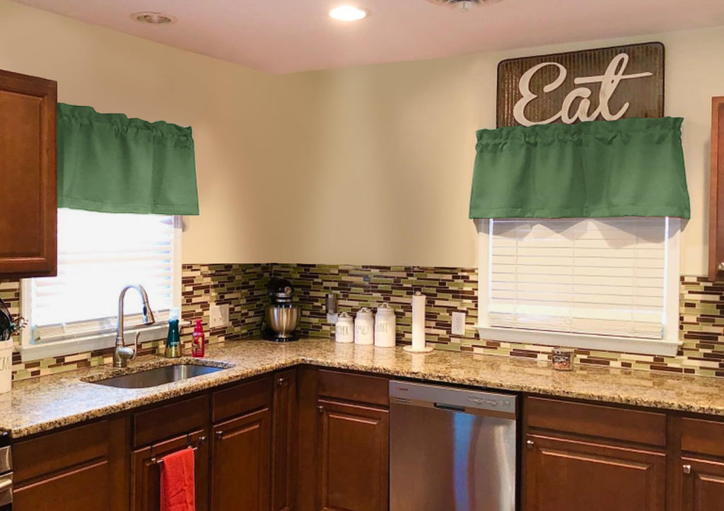 4 Panels Bronze Green Blackout Curtain Valances, 42" x 18"