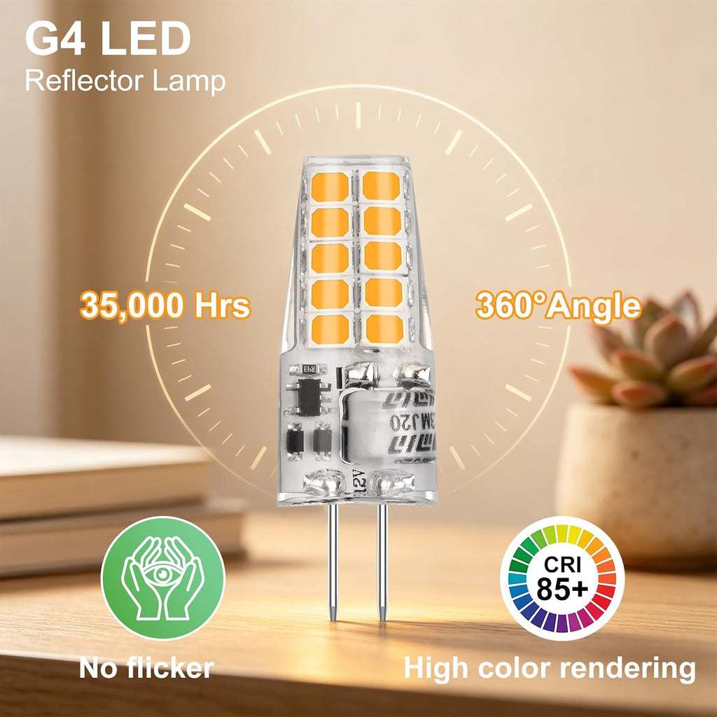 10 Pack G4 LED Light Bulb,2W Equivalent to 20W,AC/DC 12V,Warm White 2700K G4 Bulb, Garage