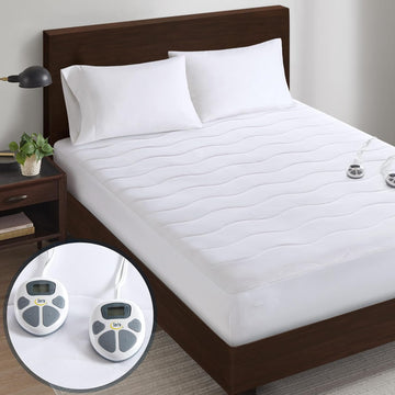 Heated Mattress Pad with Deep Pocket & Dual Controller King | Electric Mattress Pad with Soft Surface, 10 Heat