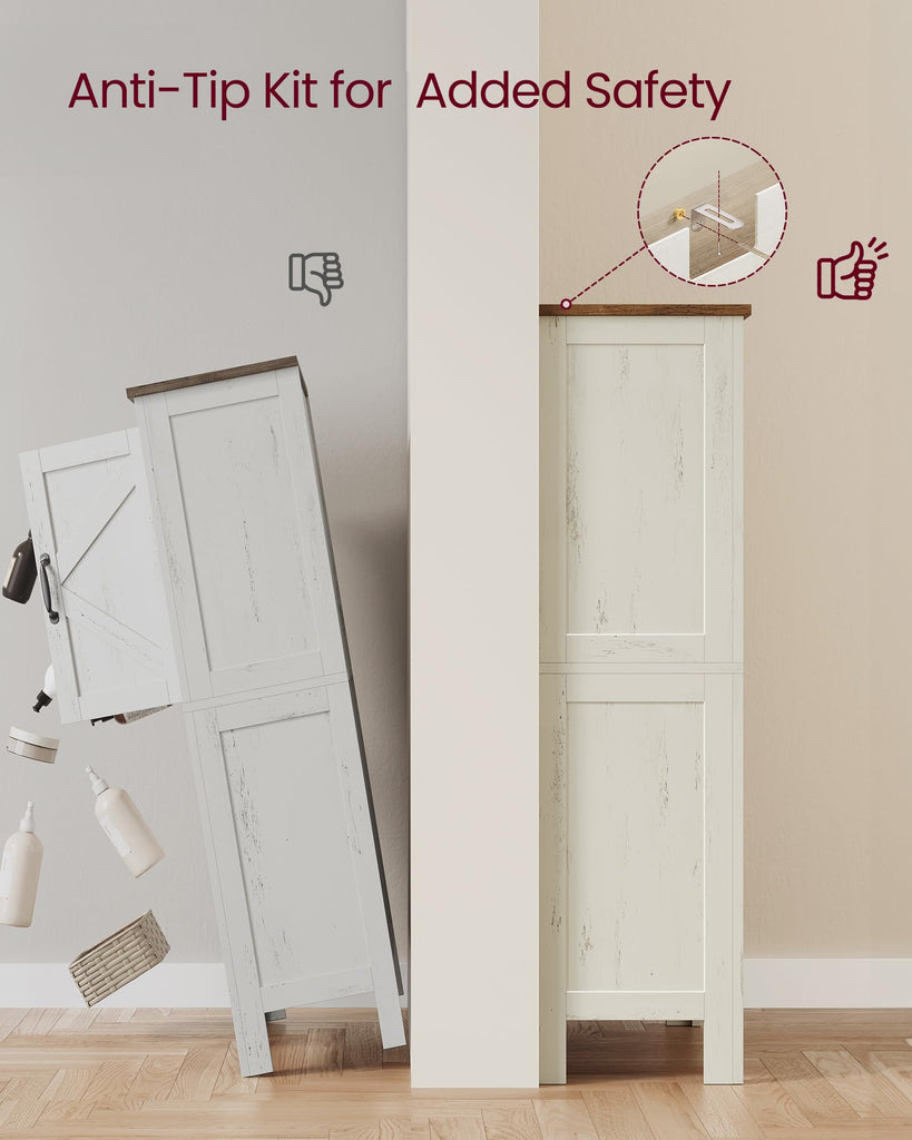 Farmhouse Storage Cabinet with 4 Barn Doors, Adjustable Shelves