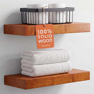 16 Inch Floating Shelves, High-End Solid Pine Wood, Set of 3