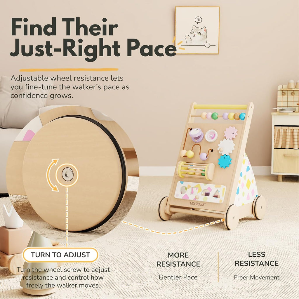Wooden Baby Walker, Montessori Push Walker Toy for Toddlers 1 Year Old