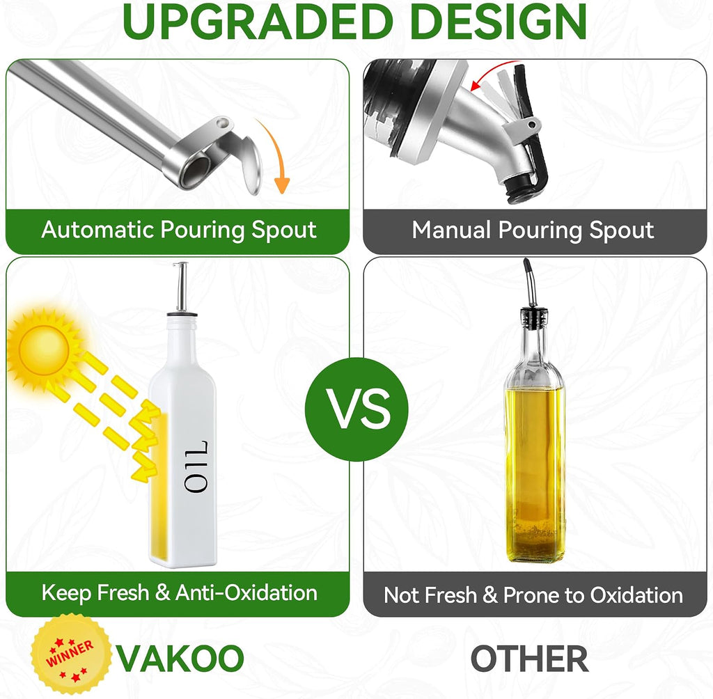 Oil and Vinegar Dispenser Set - 17oz/500ml, White and Black - Set of 2