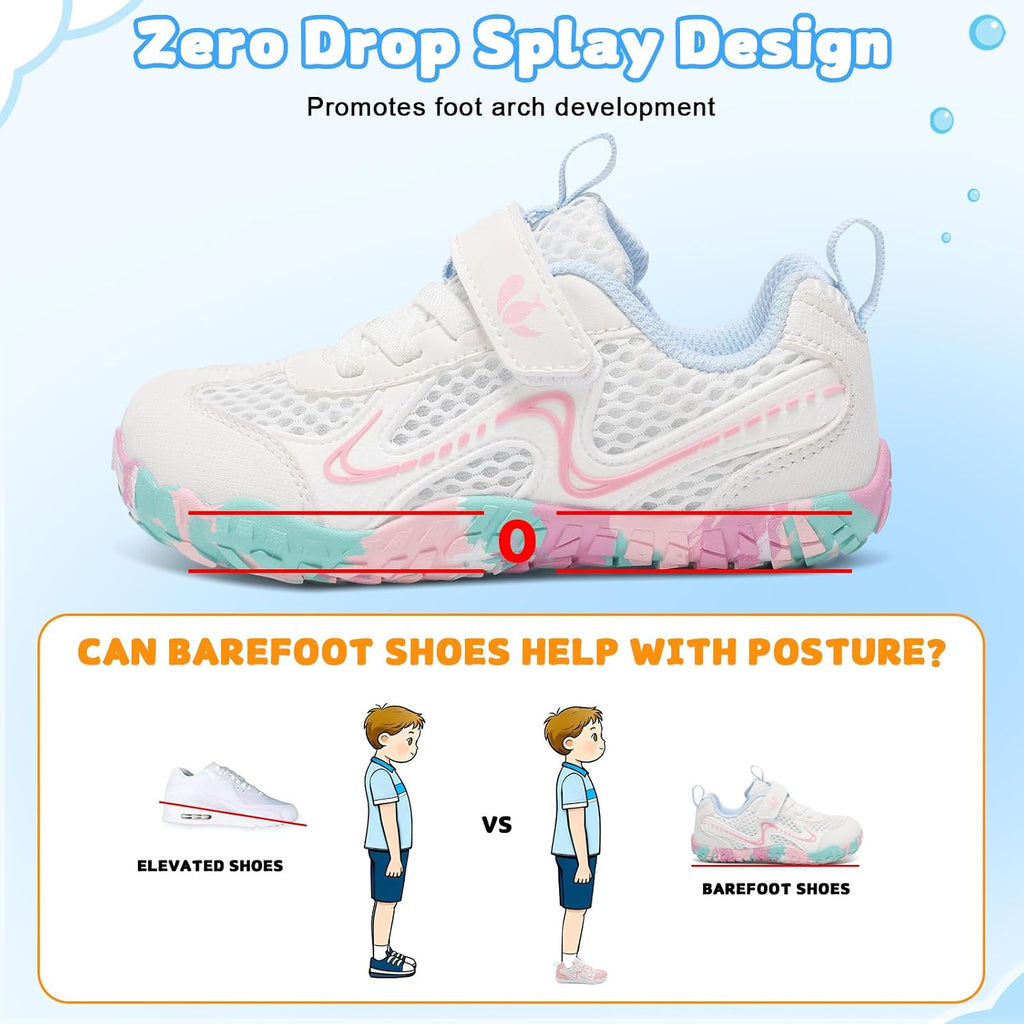 Wide Kids Barefoot Shoes Boys Girls Anti-Slip Kids Sport Sneakers Hiking Shoes Breathable Tennis Sneakers for Little