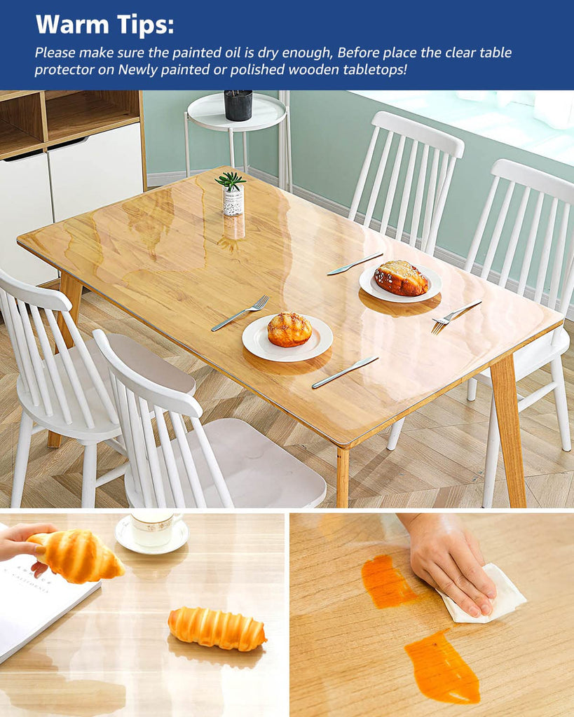 48X108 Inch Clear Plastic Tablecloths Protector 1.5mm Thick Vinyl Table Cover Mat Office Desk Blotter Pad PVC Dining
