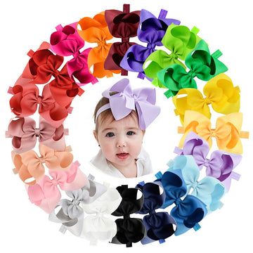 20pcs Baby Girls Grosgrain Ribbon Hair Bows Headbands