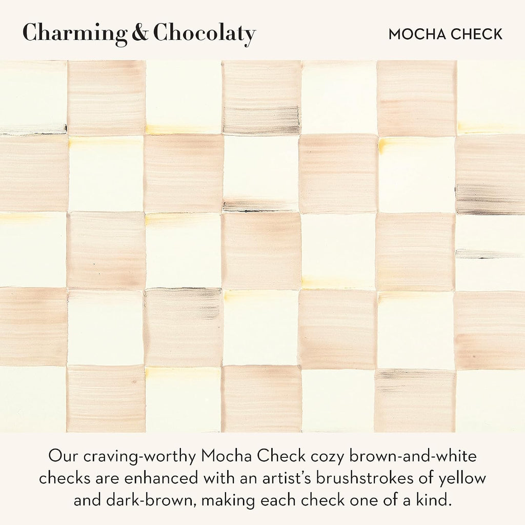Everyday Bowl, Extra-Large, Brown-and-White Mocha Check | Hand-painted design, made from enameled steel, decorative