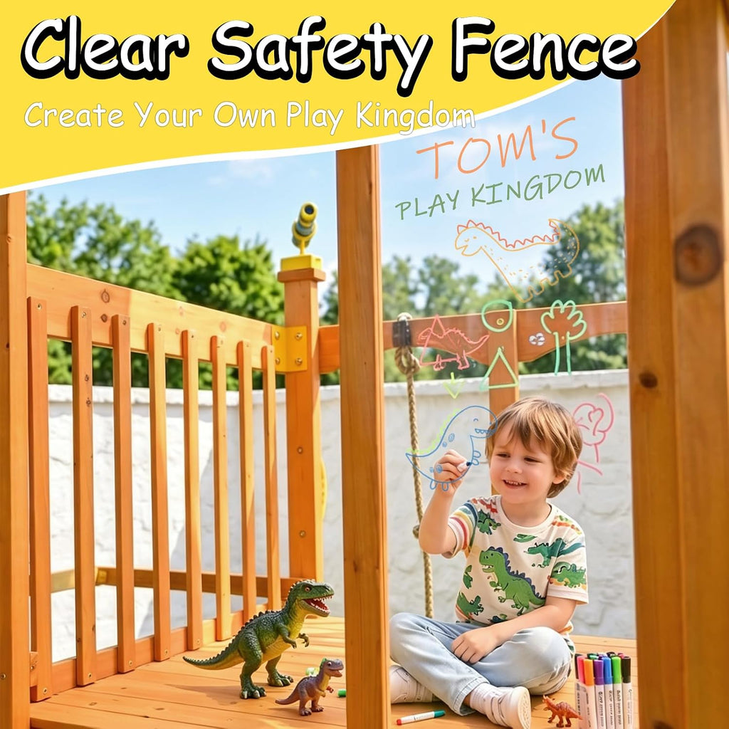 Wooden Swing Sets for Backyard, Outdoor Playground Playset for Kids Ages 3-10