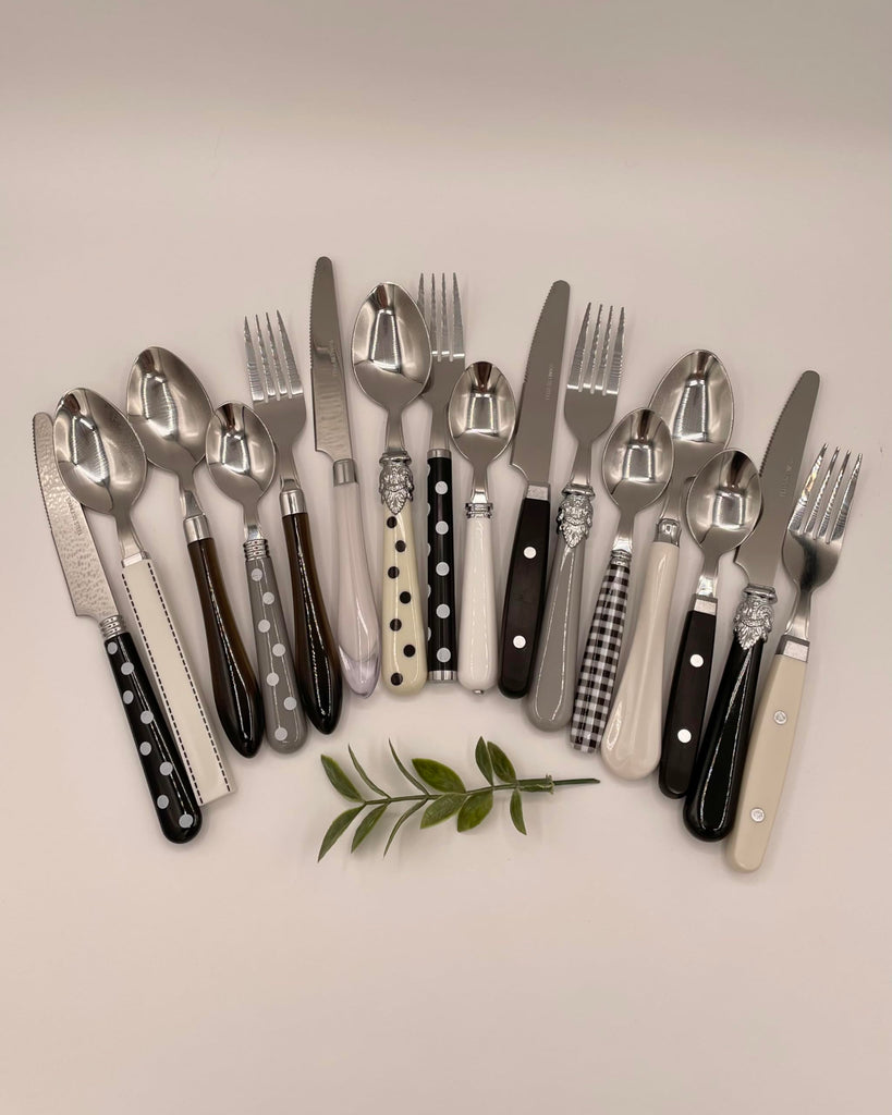 Eclectic Black & White Mix & Match Stainless Steel Flatware Collection, Set of 16
