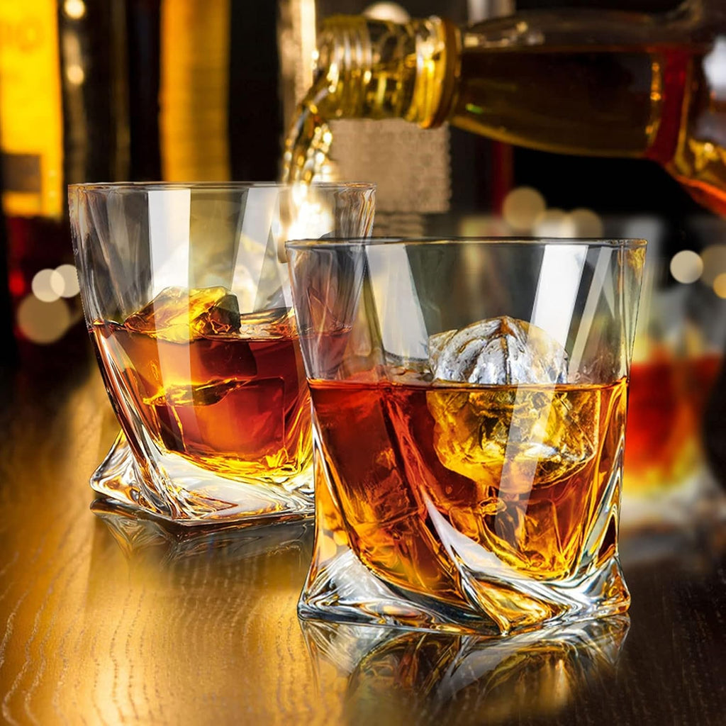 Old Fashioned Whiskey Glasses 10 OZ Rocks Glasses Set of 4, Gift Box - Barware For Bourbon, Scotch, Rum glasses for