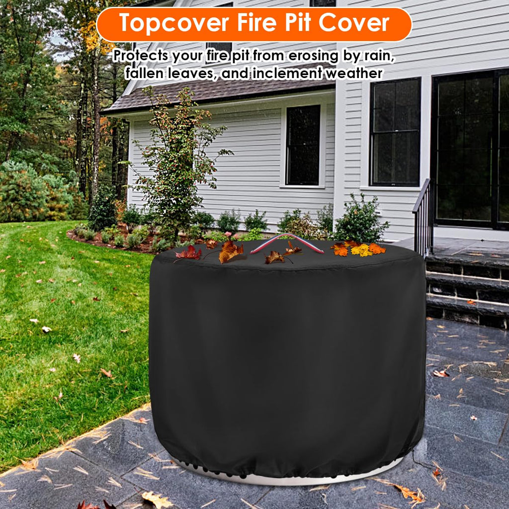 Round Fire Pit Cover 600D 28in Firepit Cover for OutVue Fire Pit