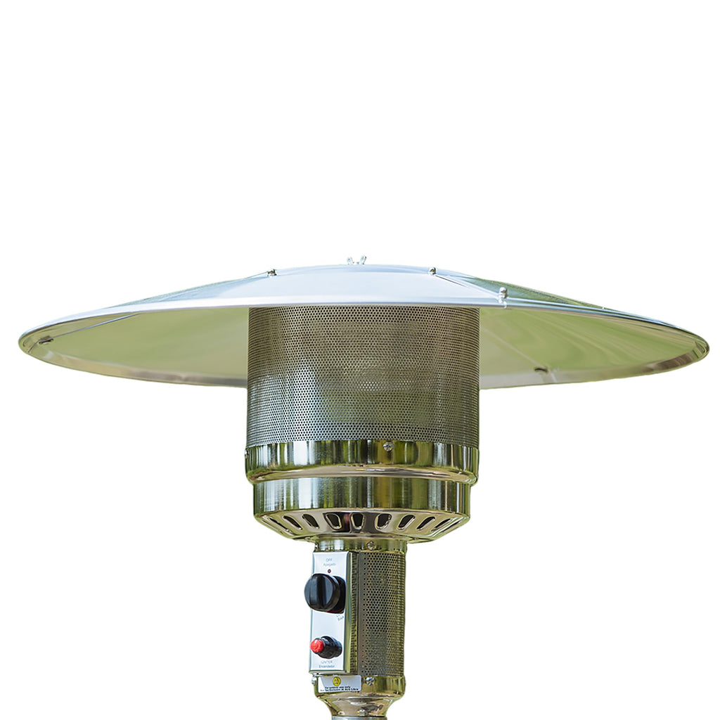 BTU Bronze Propane Patio Heater with Wheels and Round Tabletop Design
