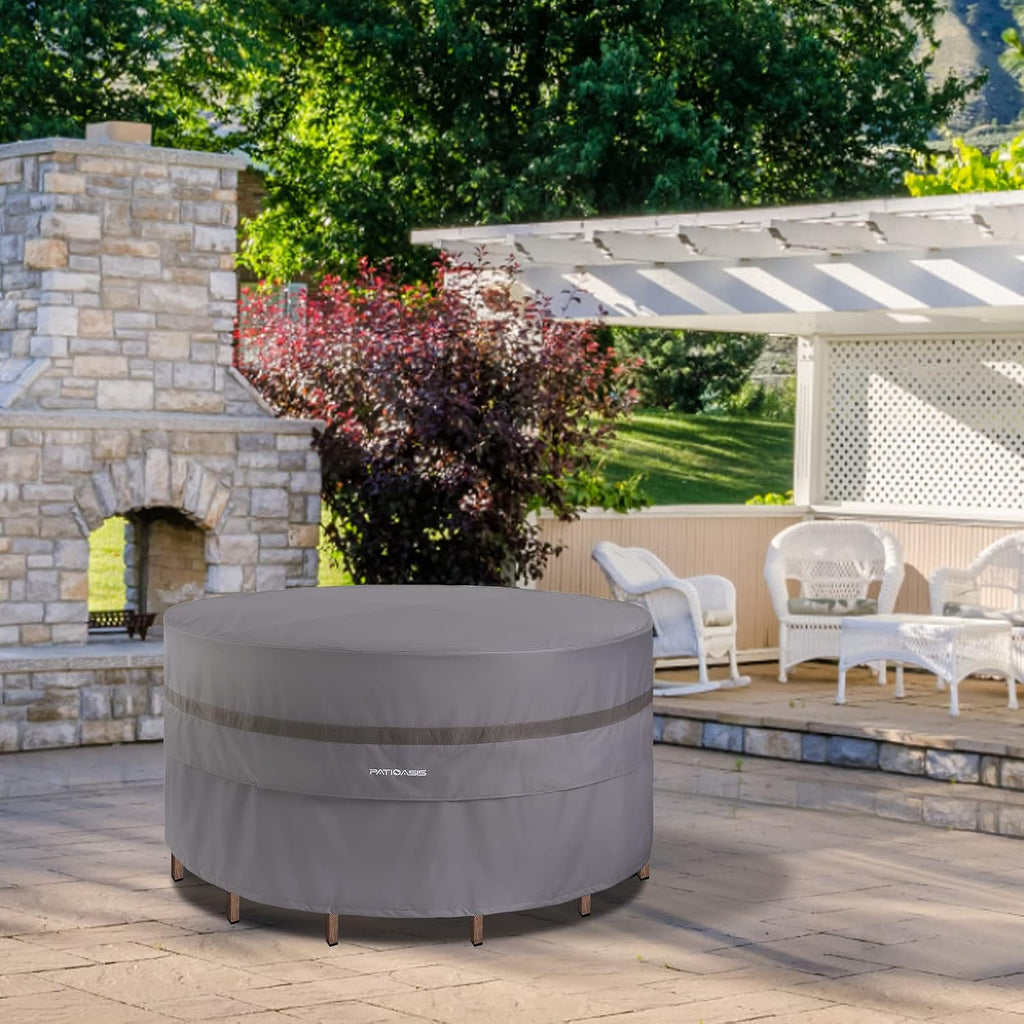 Waterproof Patio 4-6 Piece Chairs and Round Table Cover 76'' Dia All Weather Proof 600D Oxford Gray Outdoor Furniture