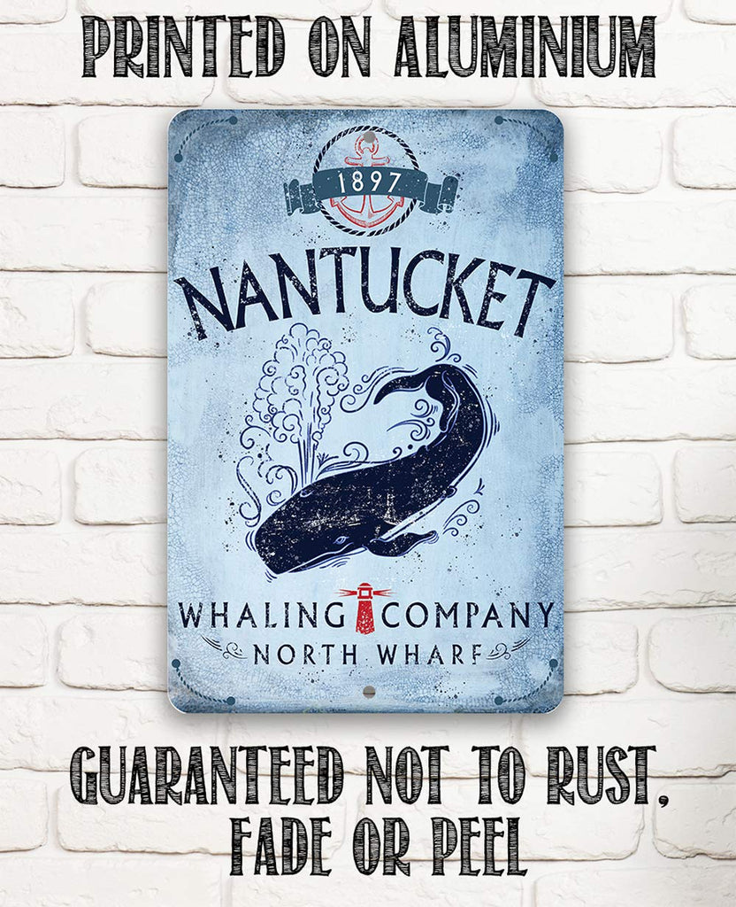 Beach Decor - Nantucket Whaling Company - Beach Sign Metal Sign - Wall Art Beach Signs for Indoor/Outdoor - Beach