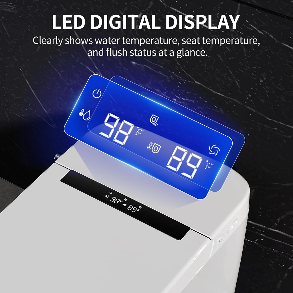 Luxury Smart Toilet with Bidet Built in Bubble Wash, Auto Open/Close Lid Water Filter Instant Heated Seat Dryer