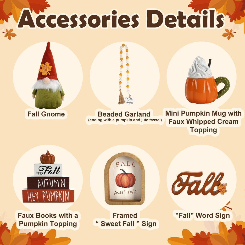 Fall Decorations, 6Pcs Thanksgiving Fall Tiered Tray Decor Set
