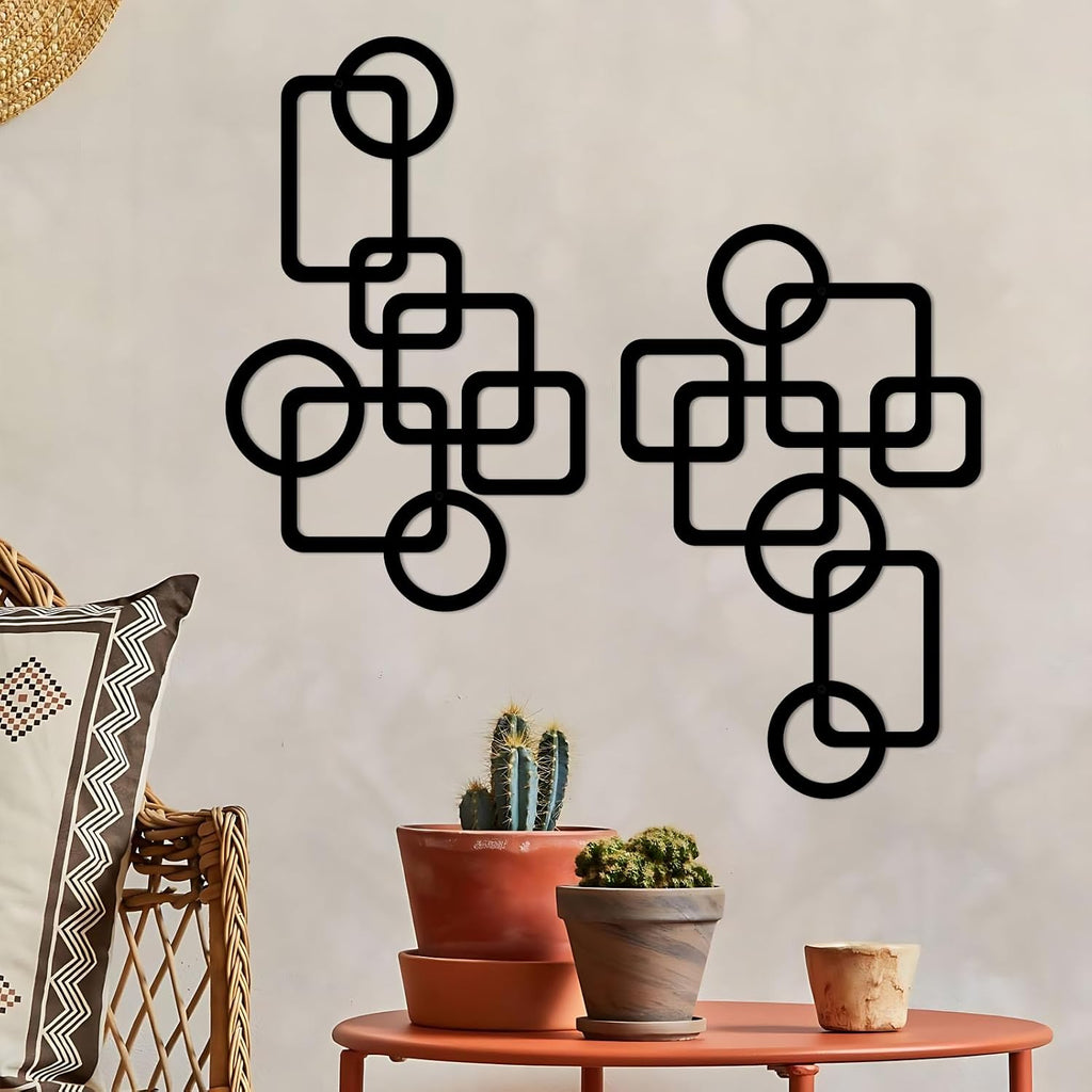 Mid Century Metal Wall Art 3D Elegance Abstract Wall Decor - Set of 2