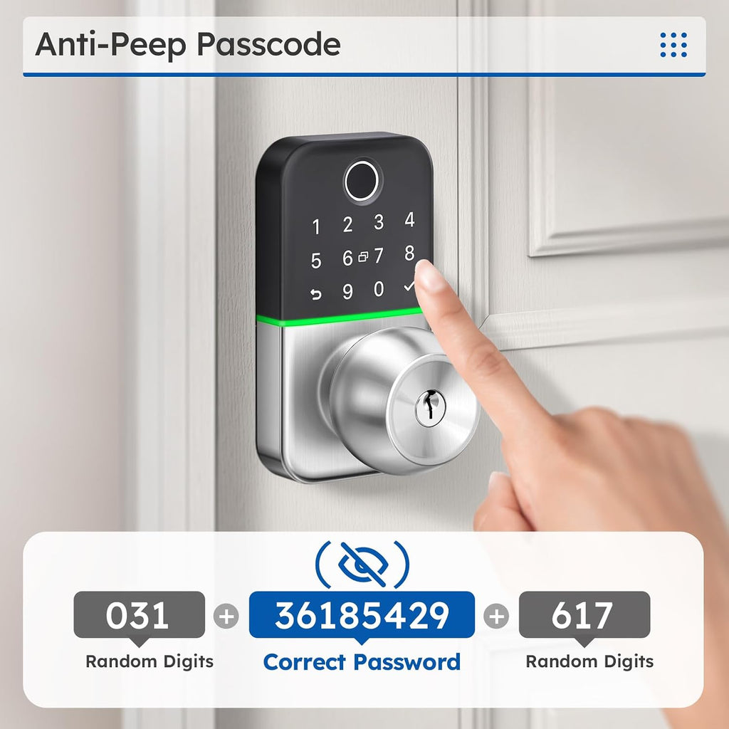 Keypad Smart Door Lock with Knob: Keyless Entry Fingerprint Lock