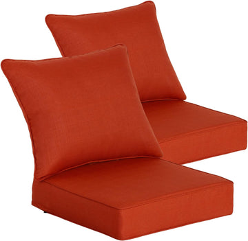 24x24 Outdoor Deep Seat Cushions 2-Pack, 30D Foam, Quarry Red | 30D High-Resilience Foam, Fade-Resistant for 1000+