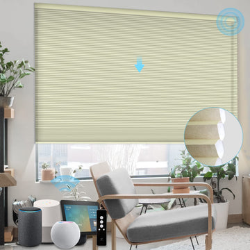 Motorized Cellular Shade 60% Blackout Compatible with Homekit Z-Wave Alexa, Smart Blinds Honeycomb Shade Light