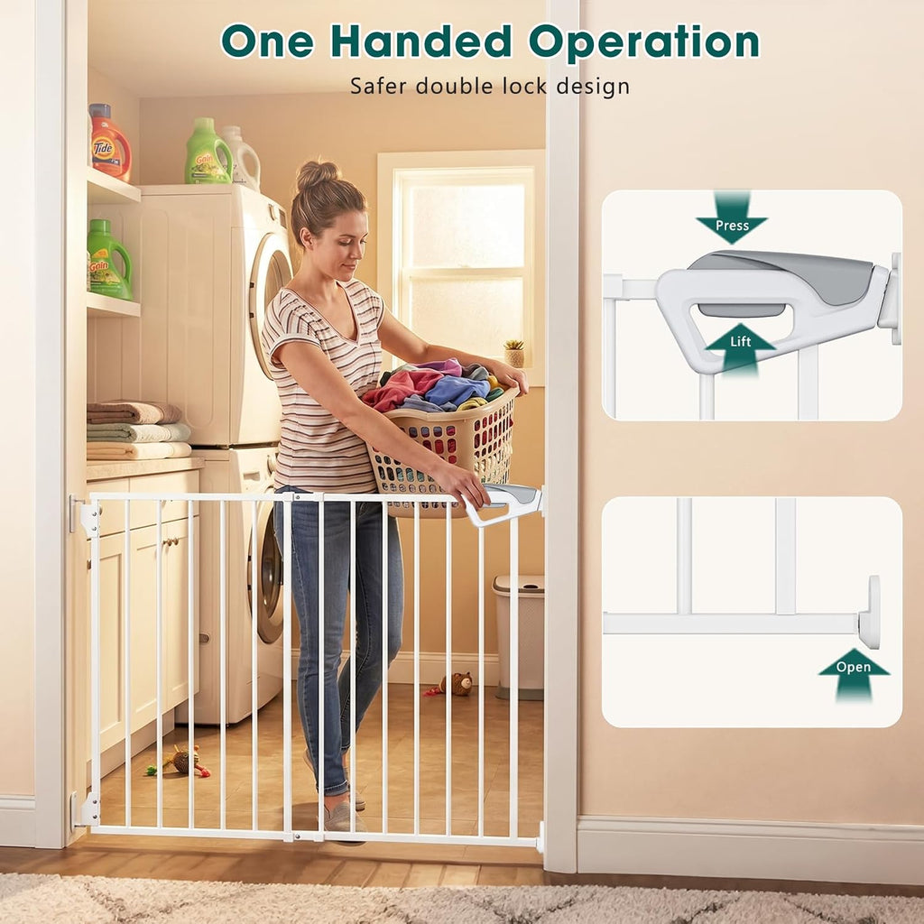 27"-42" Extra Wide Dog Gates for Doorways, 30" H Indoor Pet Gate for Stairs