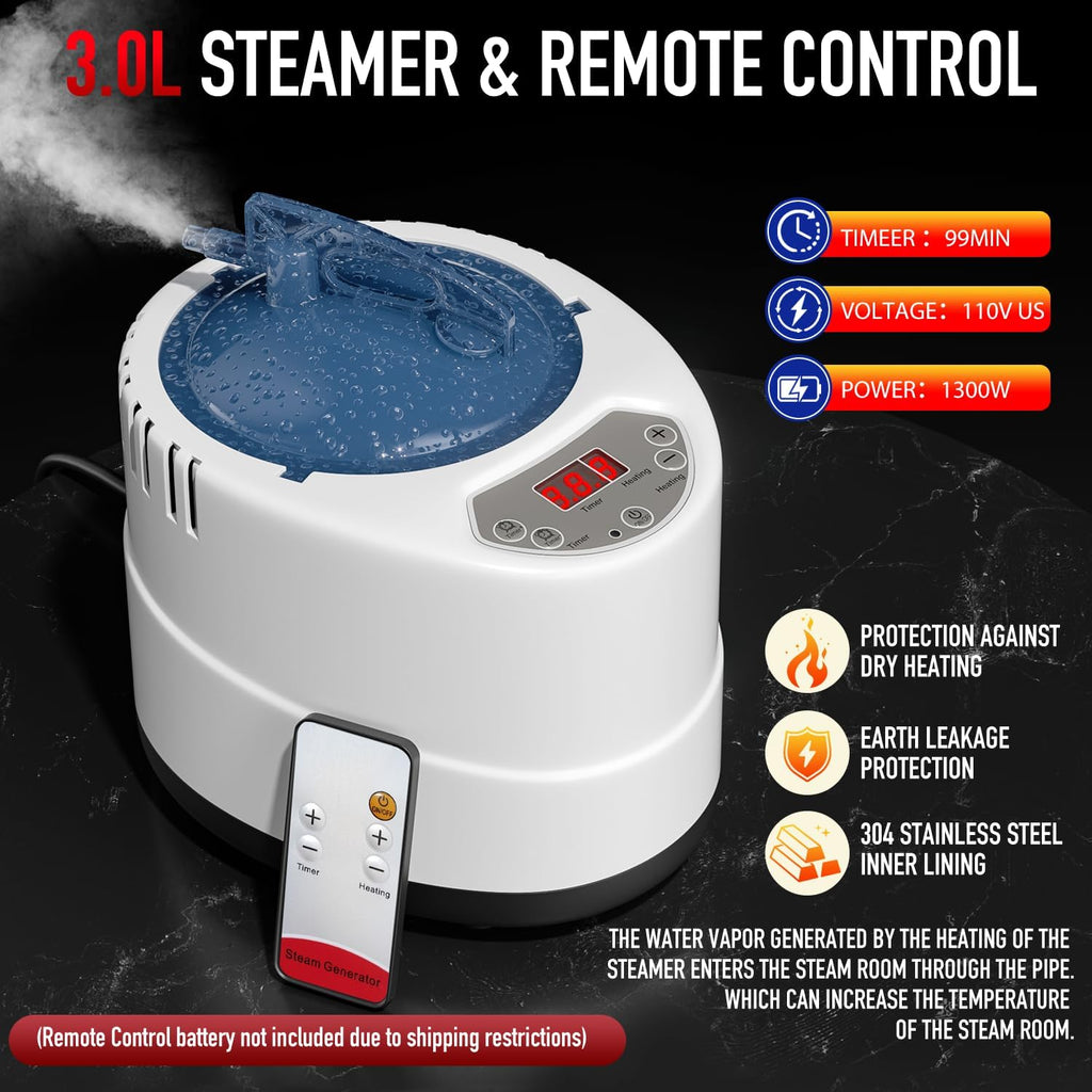 Portable Infrared Steam Sauna with 660nm Red Light Therapy & 850nm Infrared Light Device, 3L 1300W Steamer, Folding Chair, Personal Sauna Box Sauna Tent Home Sauna A129-B0F9VX6Y19