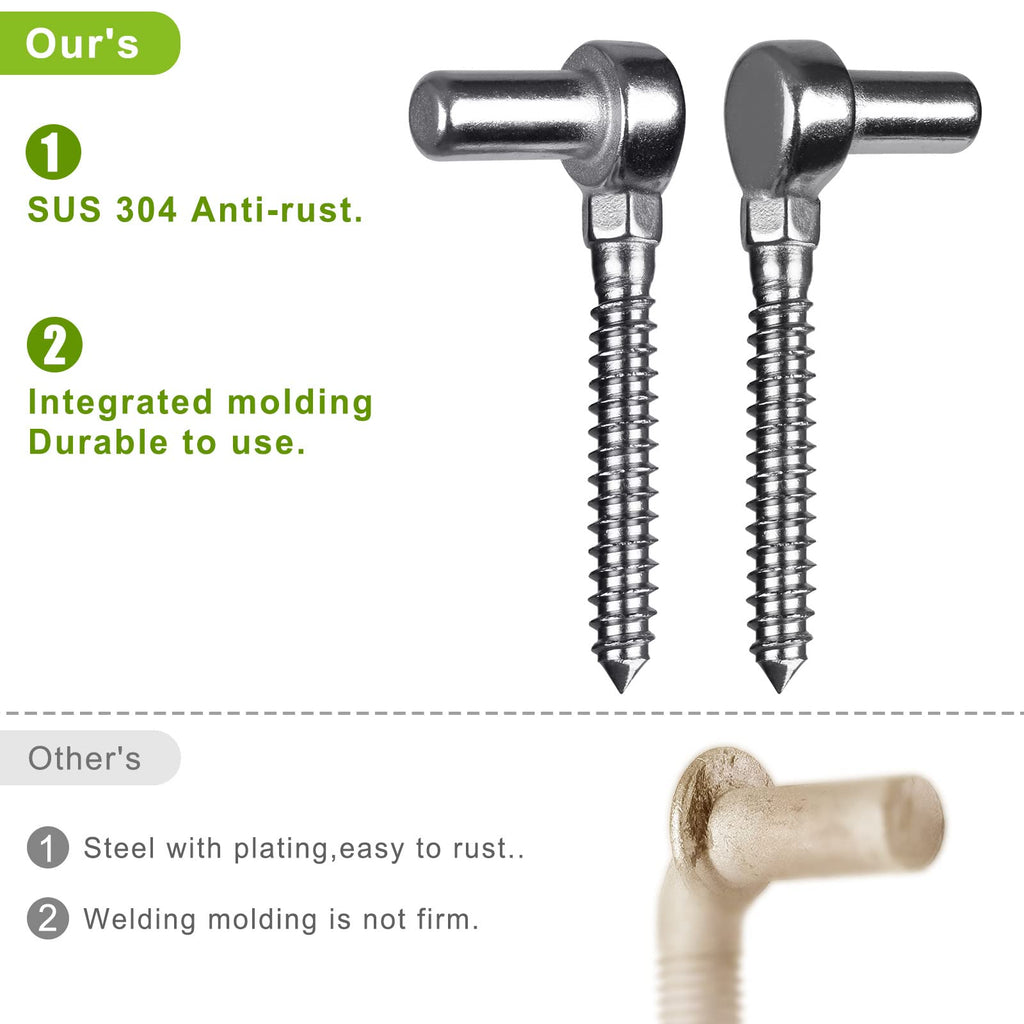 304 Stainless Steel Gate Hinge, 5/8" Pin Heavy Duty Lag Screw Hinge for Wooden Fence & Farm Gate, One-Piece Molding