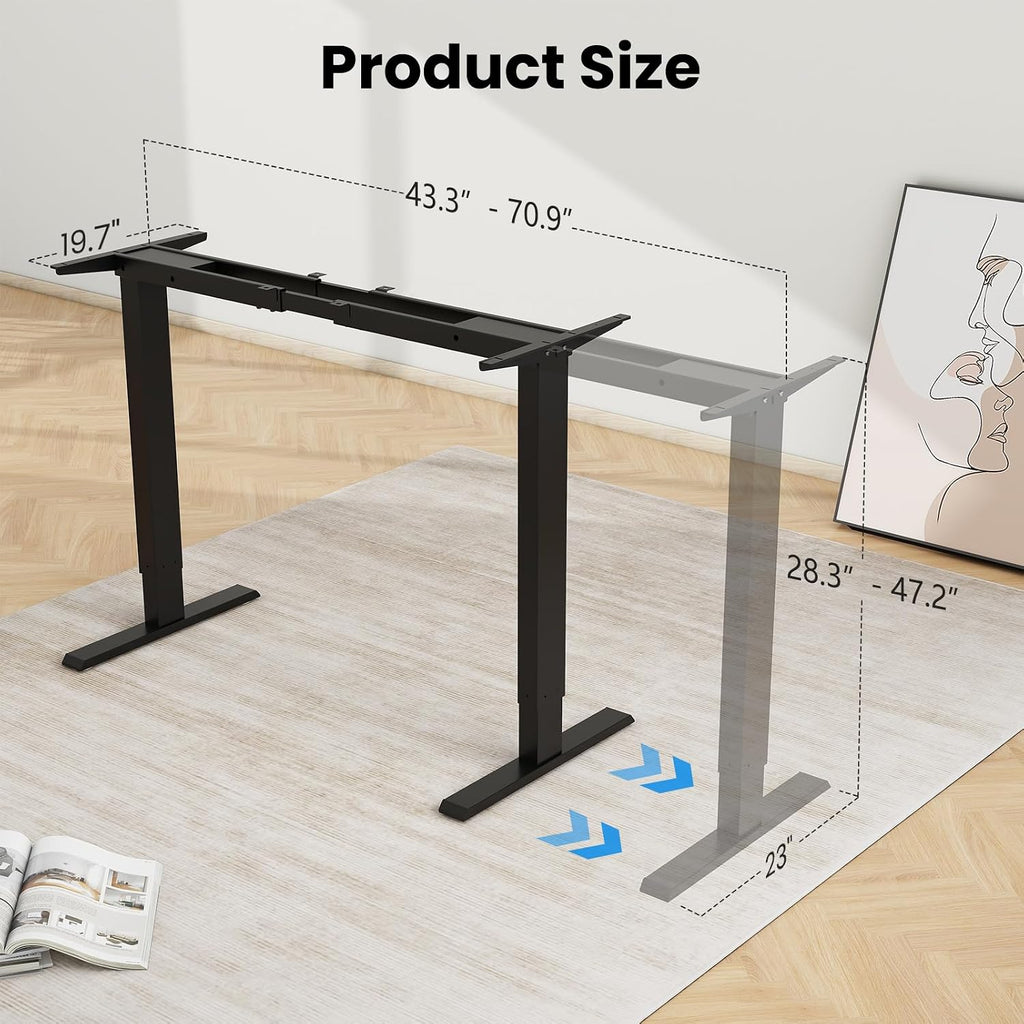 Dual Motor Standing Desk Frame- Height Adjustable Electric Desk Legs, Heavy Duty Sit to Stand Up Desk Base, 4 Memory