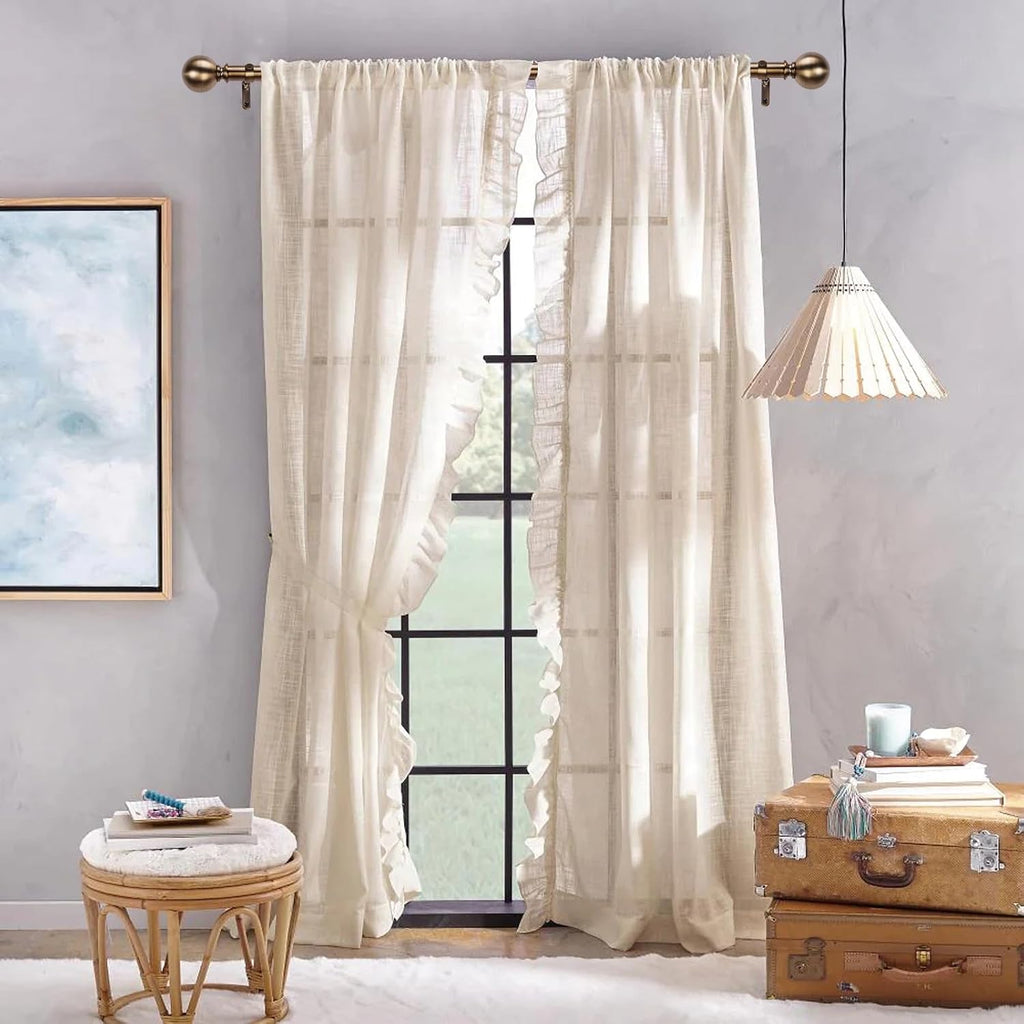 Brass Curtain Rods for Windows 18 to 45 inches, 1 Inch Modern Metal Drapery Rods, Adjustable Heavy Duty Curtain Pole