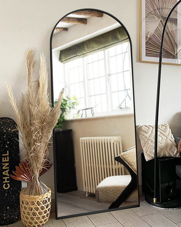 Full Length Mirror with Stand, 30"x71" Floor Mirror Freestanding, Arched Wall Mirror, Oversized Mirror Full Length